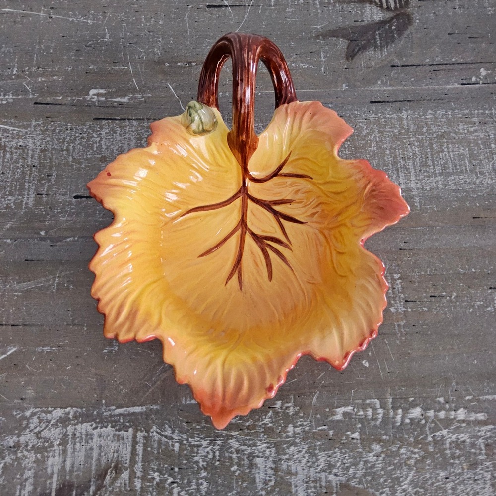 FIGI‎ Autumn Maple Leaf Serving Dish Candy Bowl Fall Harvest Decor Rustic